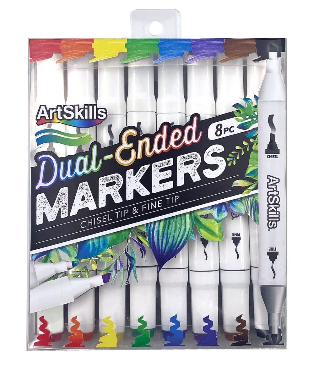Art Skills Double Ended Marker Orange Chisel Tip Box, Multi (8 ct)