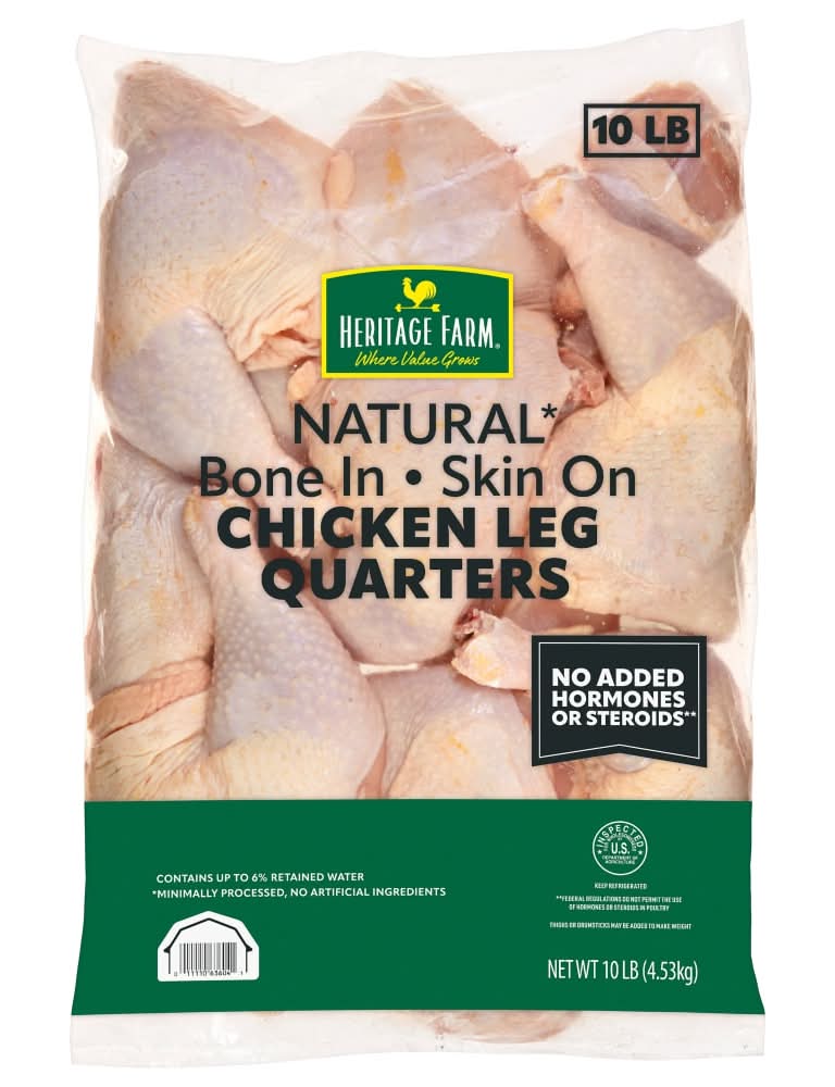 Heritage Farm Bone in Skin on Chicken Leg Quarters (10 lbs)