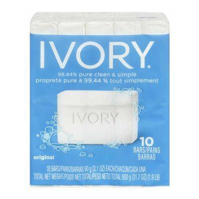 Ivory Original Soap Bars (10 x 90 g)