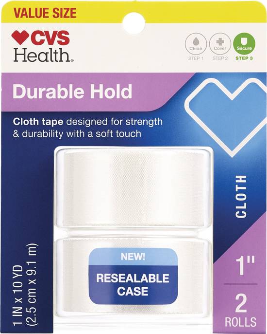 CVS Health All Purpose Cloth Tape, 1 IN x 10 YD, 2 PK