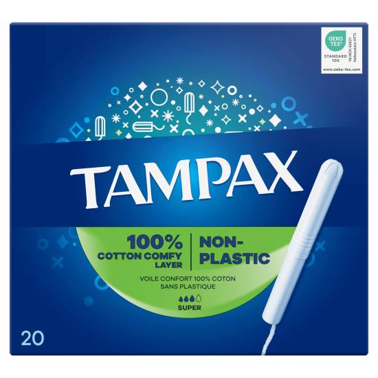 Tampax Base Super Tampons With Cardboard Applicator (20 pack)