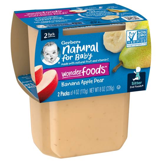 Gerber Natural For Baby 2nd Foods Wonderfoods Banana Apple Pear Baby Food (2 ct)