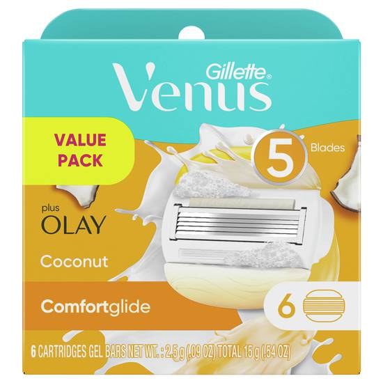 Gillette Venus Comfortglide Olay Coconut Razor Blade Refill (6 ct)