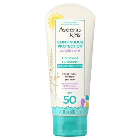 Aveeno Kids Continuous Protection Broad Spectrum Spf 50 Sunscreen