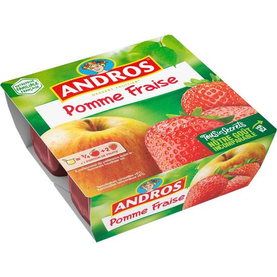 Compote pomme fraise ANDROS 4 pots - 100g