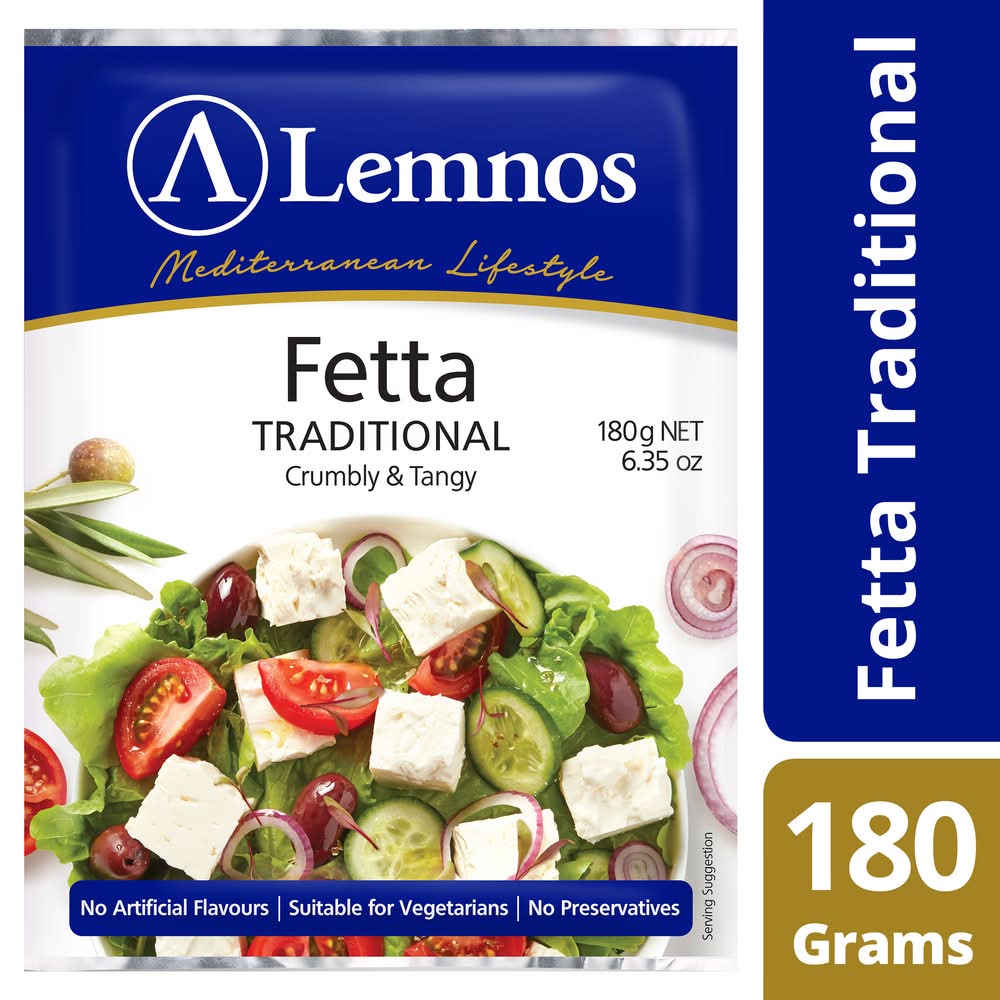 Lemnos Traditional Crumbly & Tangy Fetta Cheese (180g)