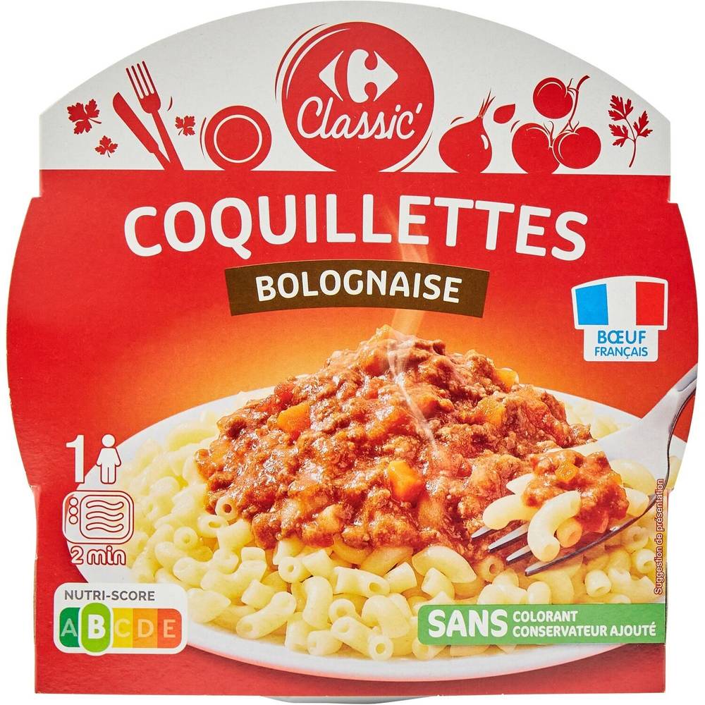 Carrefour Classic - Plat cuisiné coquillettes bolognaise