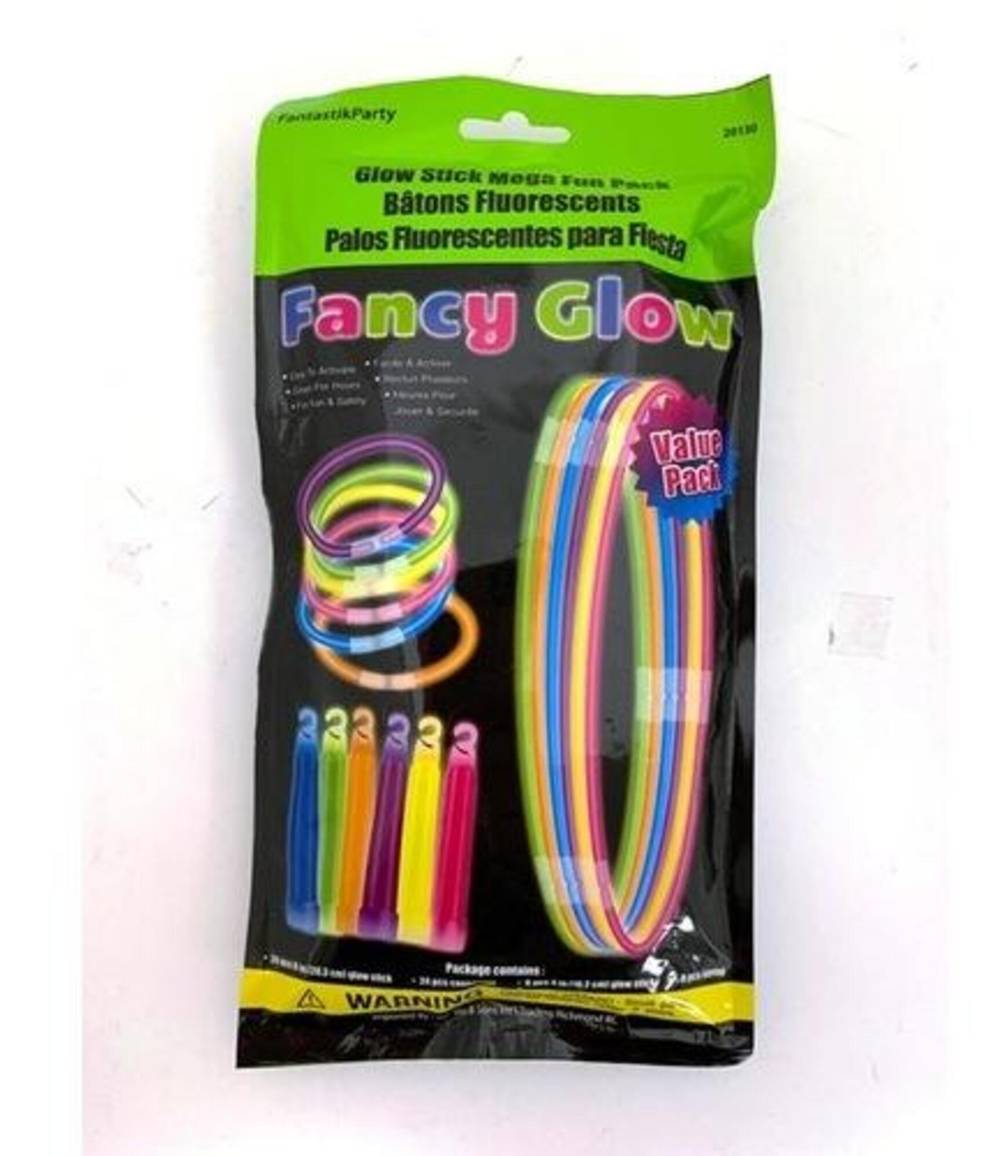 Ens. d'accessoires brillant dans le noir Fancy Glow - emb. de 18 / Fancy Flow Mega Fun Glow Sticks, 18 Pieces