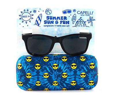 Capelli Smiley Emoji Kid's Sunglasses With Hard Case (black)