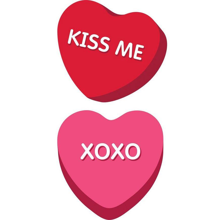 Pink Red Kiss Me XOXO Heart Cardstock Cutouts, 2pc