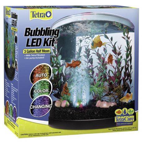 Spectrum Tetra Bubbling Half Moon Aquarium Kit With Led, 3 Gallon (comes with six led air stones)