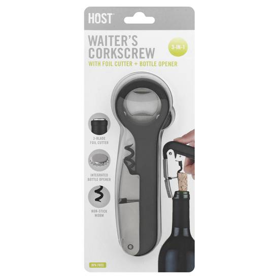 Host 3 in 1 Waiters Corkscrew With Foil Cutter & Bottle Opener