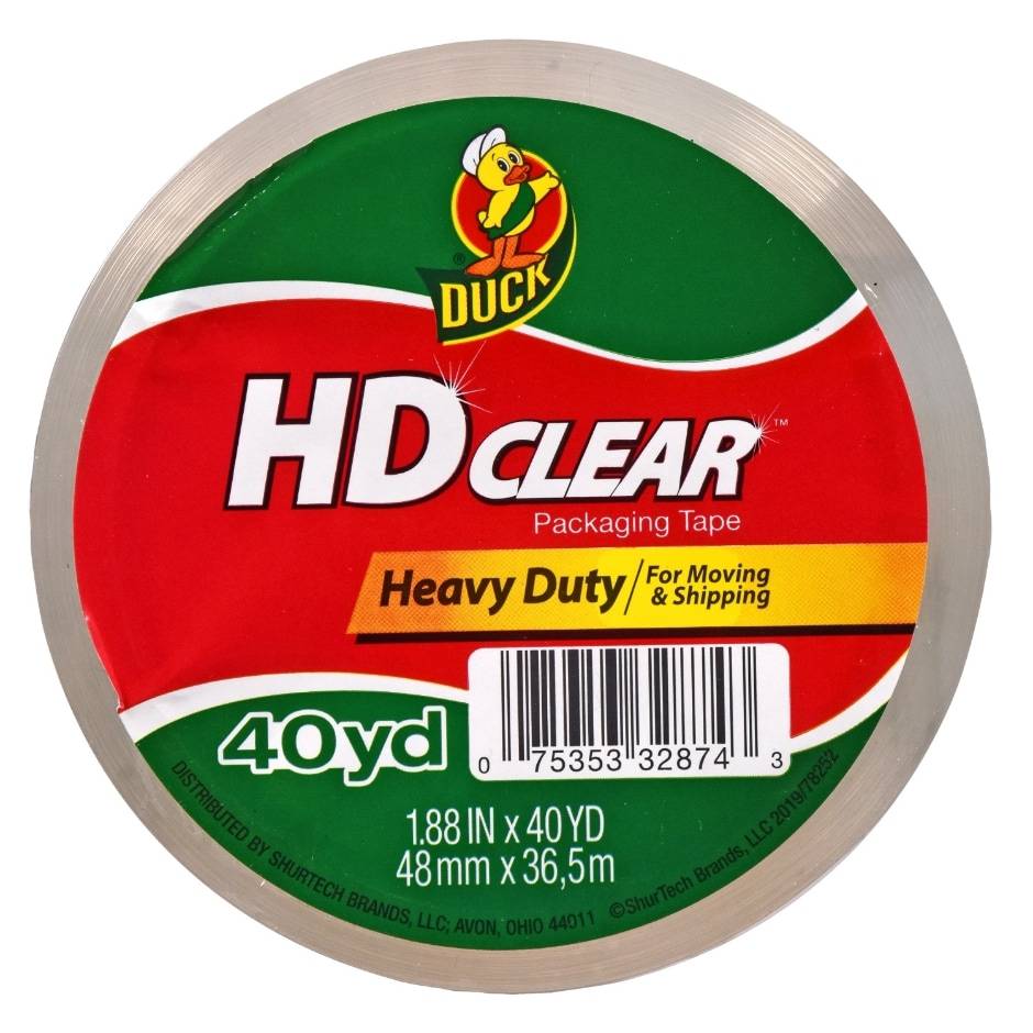 Duck Heavy Duty Clear Packing Tape, 1.88 in x 40 yd