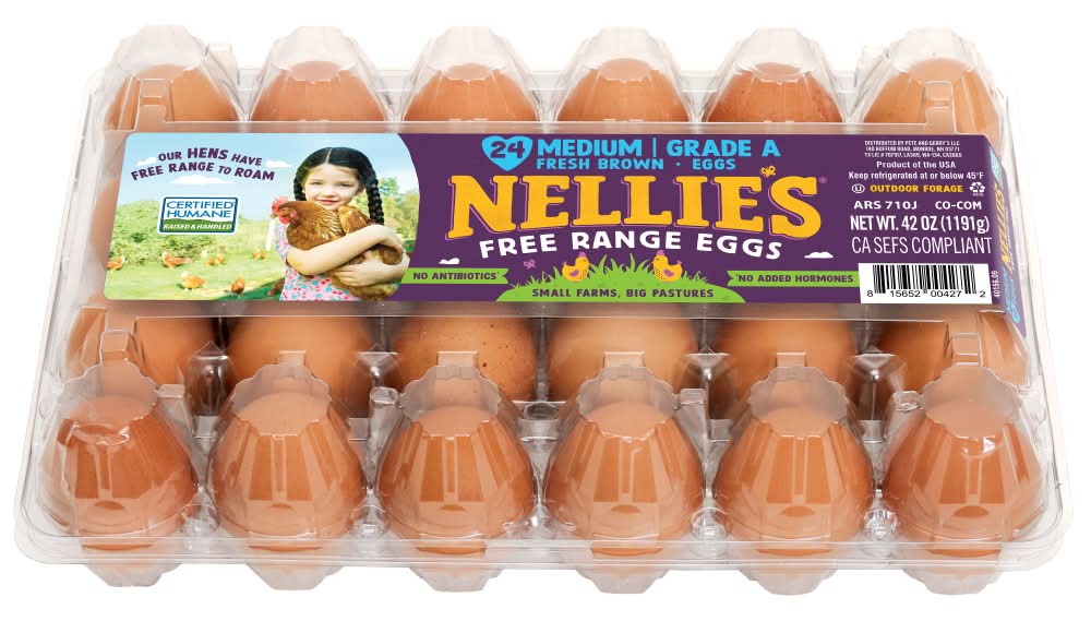 Nellie's Free Range Grade a Fresh Brown Eggs, M (42 oz, 24 ct)
