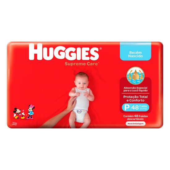 Huggies fralda descartável infantil supreme care p (48 fraldas)