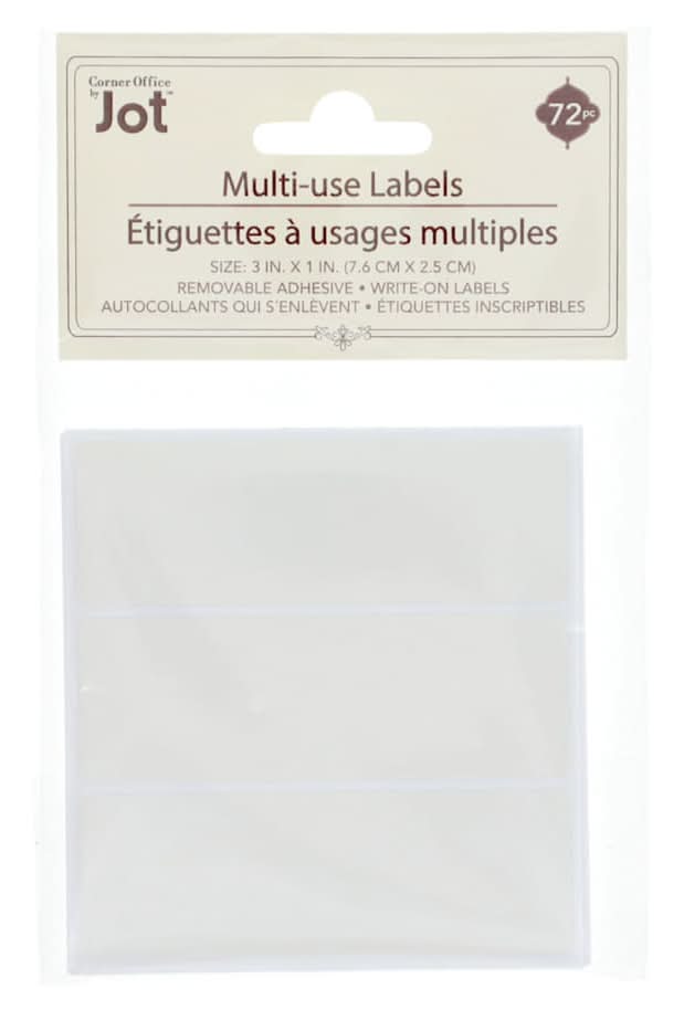 Jot White Removable Multi-Purpose Labels, 3x1 in (72 ct)