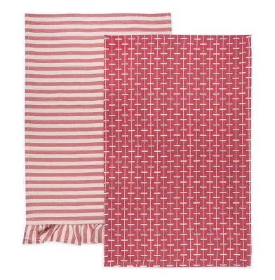 Bullseye's Playground Dobby Woven Spring Dish Towels, Pink (2 ct)