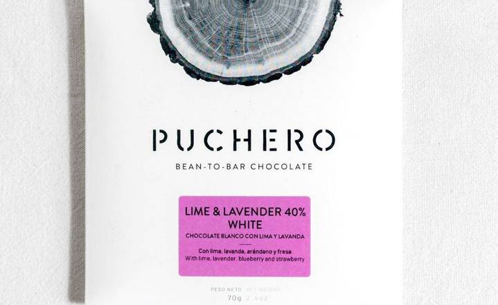Chocolate Branco 40% com Lima & Lavanda | Puchero