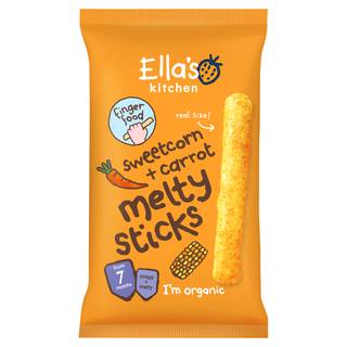 Ella'S Kitchen Organic Sweetcorn And Carrot Melty Sticks Baby Snack 7+ Months 16G