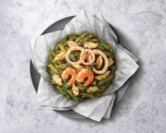 羅勒海鮮紙包筆管麵【單點】Parchment Pasta with Seafood in Basil Sauce【A La Carte】