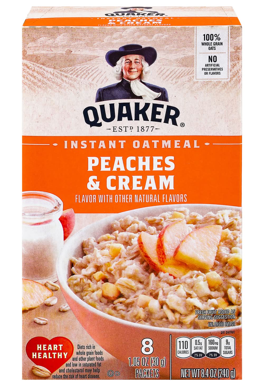 Quaker Instant Oatmeal, Peaches & Cream (8 x 1.05 oz)