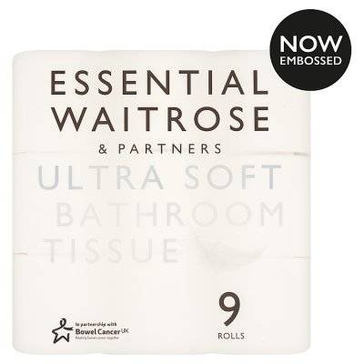 Essential Waitrose & Partners Ultra Soft Bathroom Tissue Rolls (9 pack)