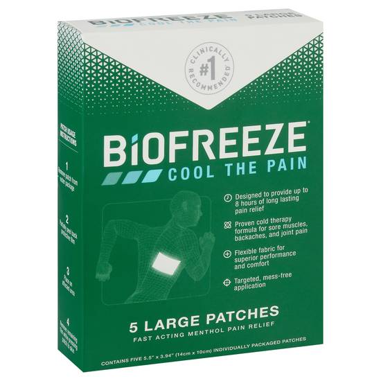 Biofreeze Cool the Pain Large Patches Methanol Pain Relief