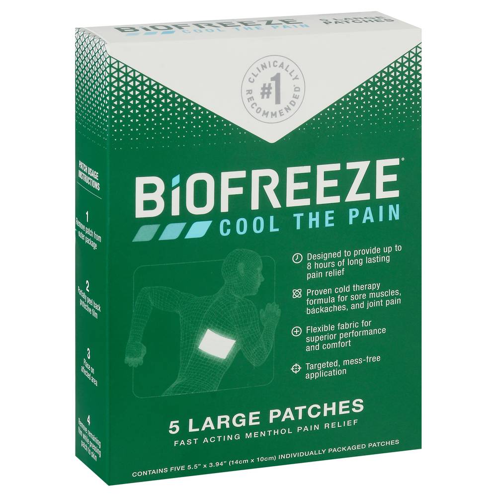 Biofreeze Cool the Pain Large Patches Methanol Pain Relief (4.32 oz)