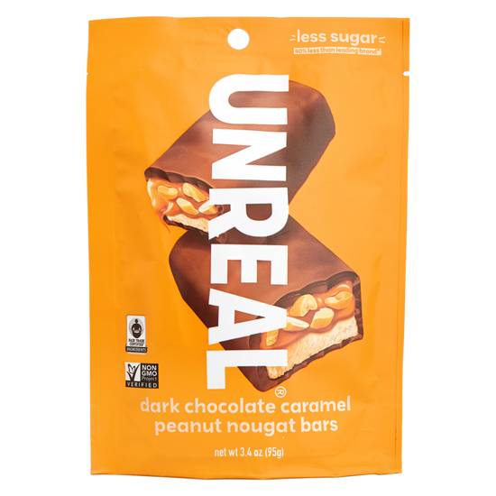 Unreal Dark Chocolate Caramel Peanut Nougat Bars 3.4oz
