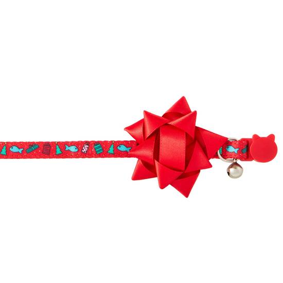 Merry & Bright™ Holiday Wrapping Bow Kitten & Cat Collar (Color: Red, Size: Cat (Adult))