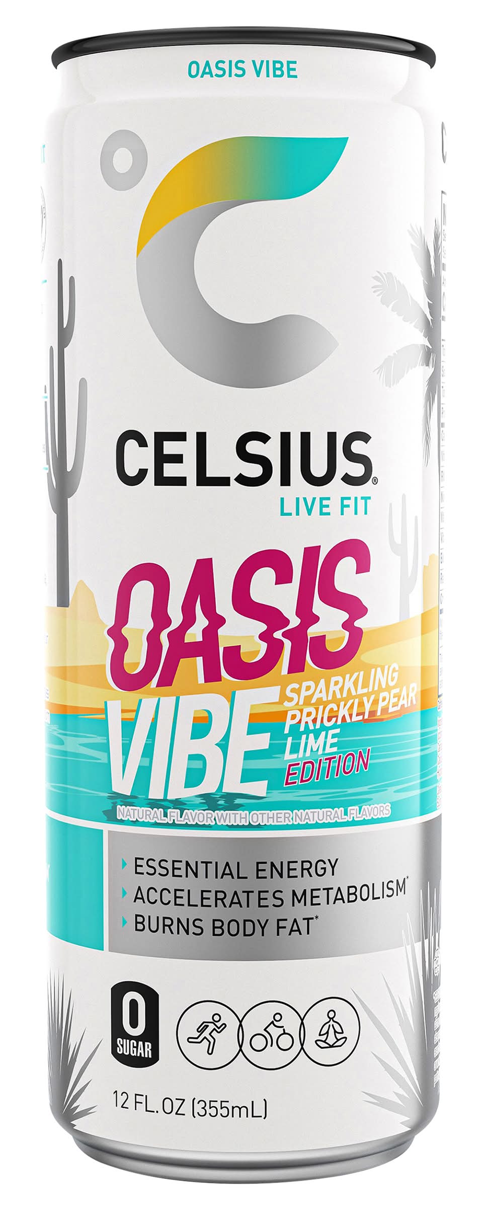 Celsius Live Fit Oasis Vibe Sparkling Energy Drink, Prickly Pear Lime (12 fl oz)