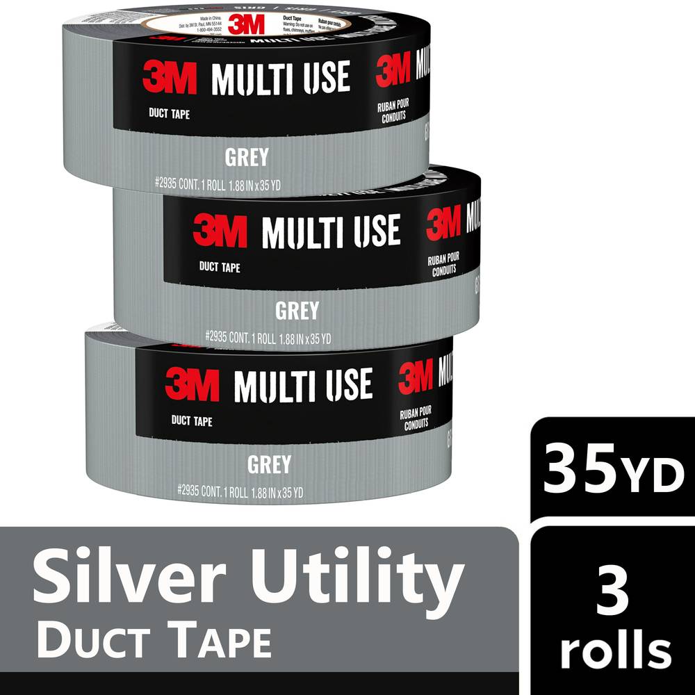 3M Duct Tape General Purpose Utility Gray Rubberized Duct Tape 1.88-in x 105 Yard(s) (3-Pack) | 1935-3PK