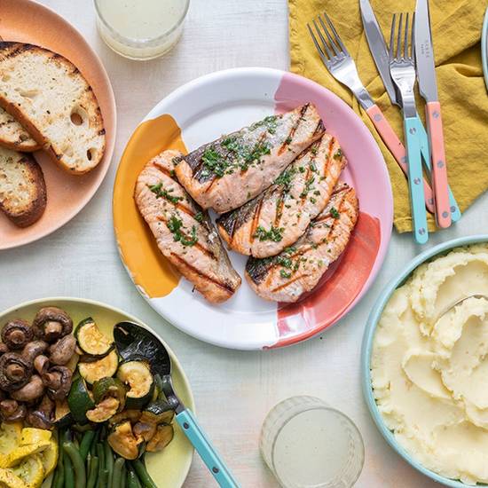 grilled salmon family meal