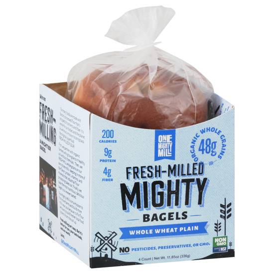 One Mighty Mill Fresh Milled Whole Wheat Plain Mighty Bagels (4 ct), Delivery Near You