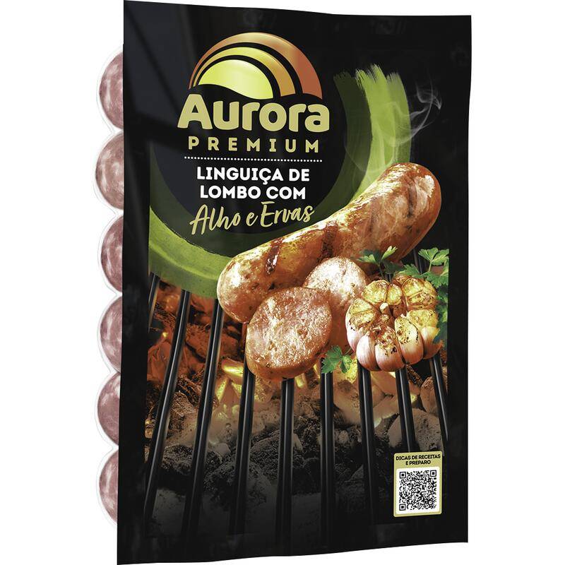 Aurora linguiça de lombo com alho e ervas premium congelada (500 g)