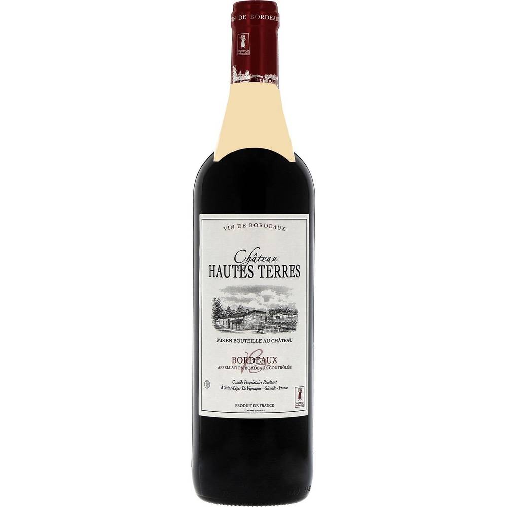Reflets de France - Vin rouge Bordeaux AOP château hautes terres 2016 (750 ml)