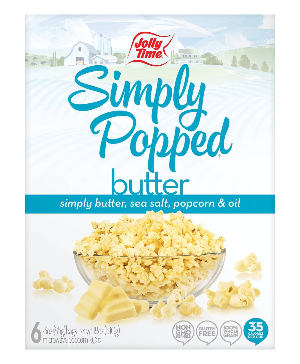 Jolly Time Simply Popped Microwave Popcorn, Butter (18 oz, 6 ct)