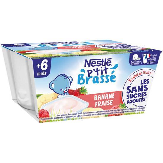 Nestle p'tit brasse fraise banane 4x90g dès 6 mois