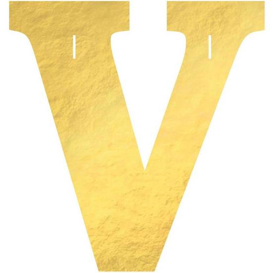 Metallic Gold Letter (V) Cardstock Cutout, 6.25in x 4.5in - Create Your Own Banner
