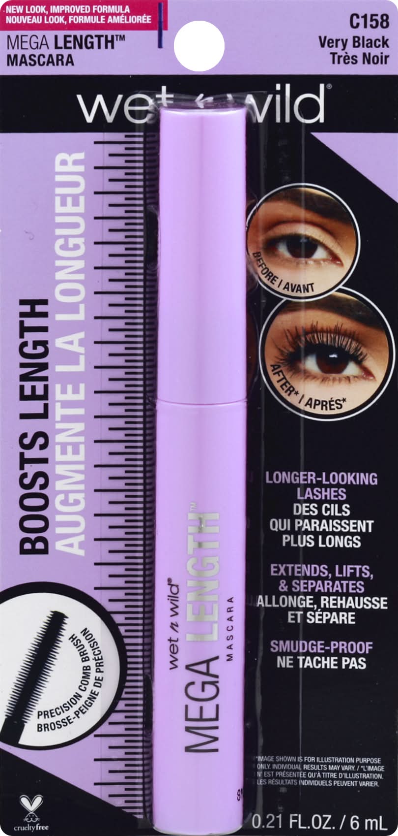 wet n wild Mega Length Mascara, Black (0.3 fl oz)