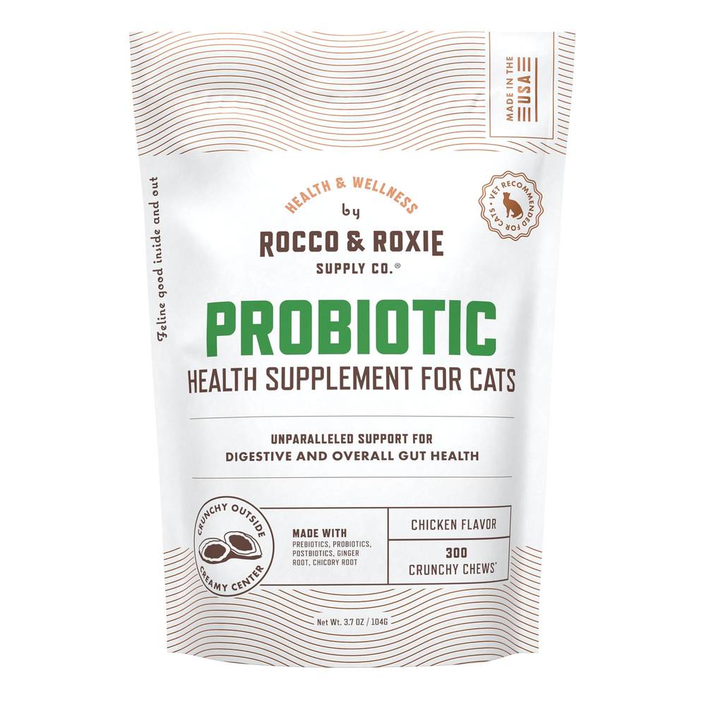 Rocco & Roxie Probiotic Supplement Crunchy Chews For Cats (3.7 oz)