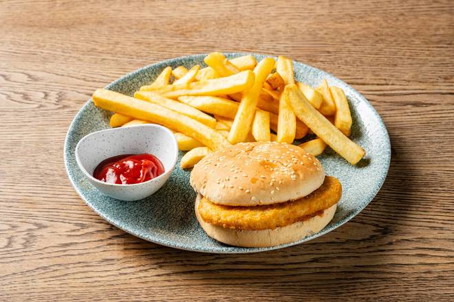 Chicken Burger and Fries