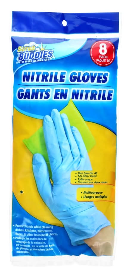 Scrub Buddies Nitrile Gloves, One Size, Blue (8 ct)