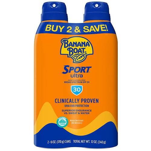 Banana Boat Sport Ultra Clear Sunscreen Spray SPF 30 - 6.0 oz x 2 pack