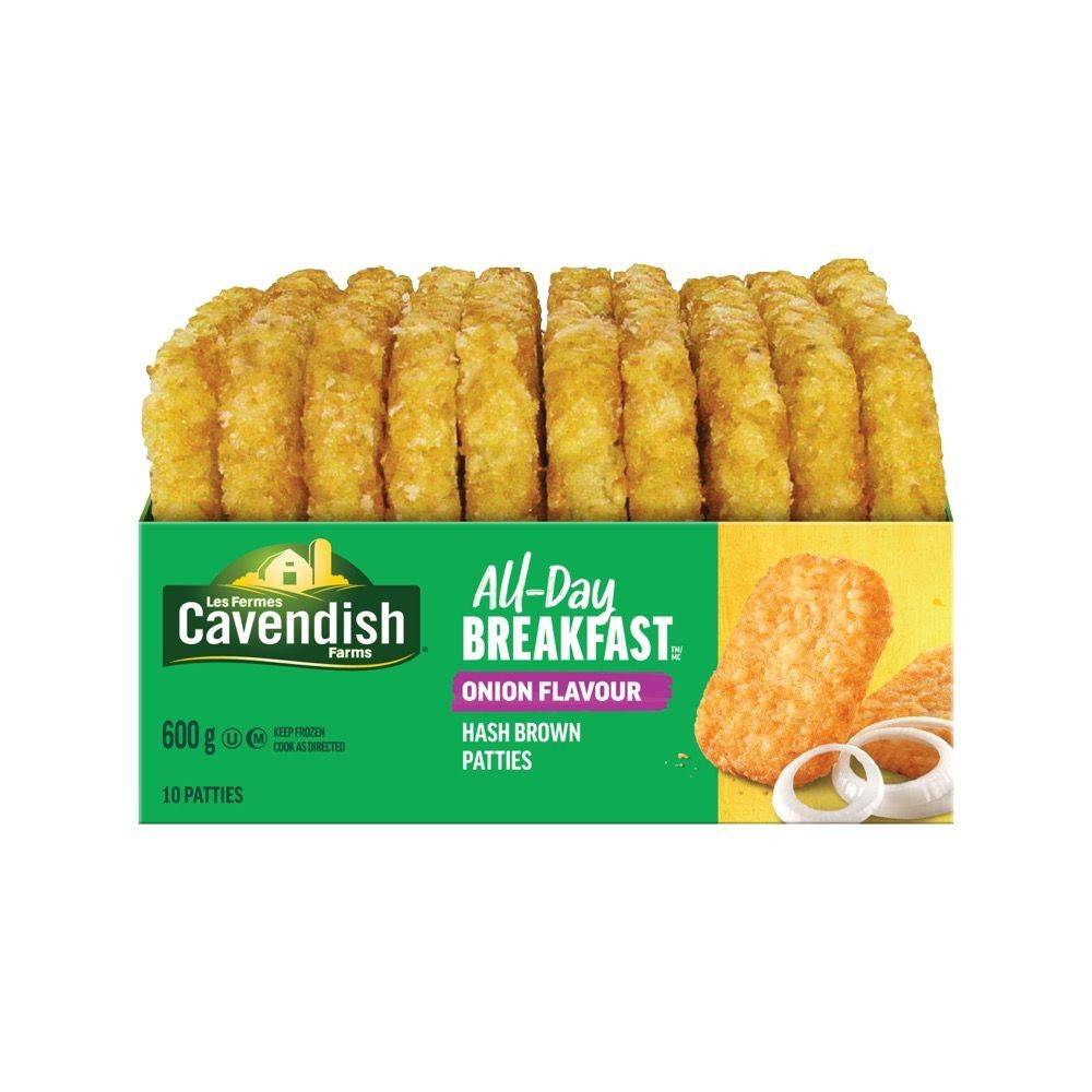 Cavendish farms all-day breakfast galettes de pommes de terre à l'oignon - onion hash brown patties (600 g)