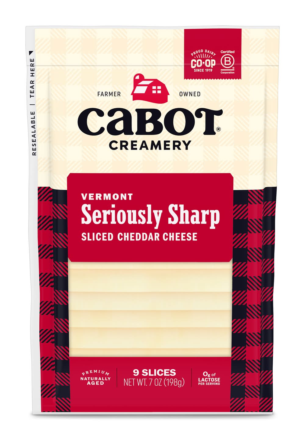 Cabot Seriously Sharp Vermont Sliced Cheddar Cheese (7 oz, 9 ct)