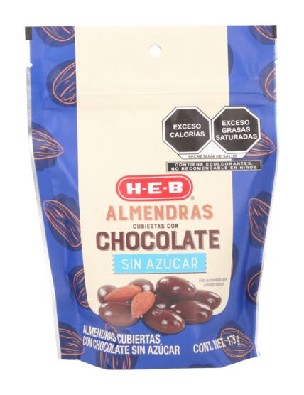 H-E-B · Almendras con chocolate sin azúcar (175 g)