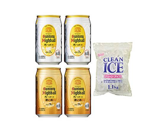 401738�：角ハイ飲み比べ4本＋氷セット 1ｾｯﾄ / 2 Types Of Kaku Highball ×2 ＋ Ice