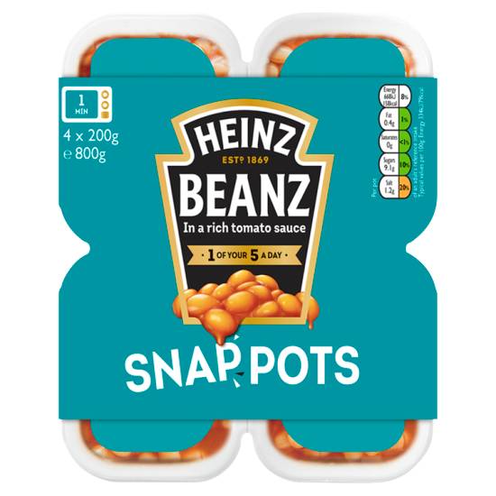 Heinz Beanz Snap Pots 4 X 200g (800g)