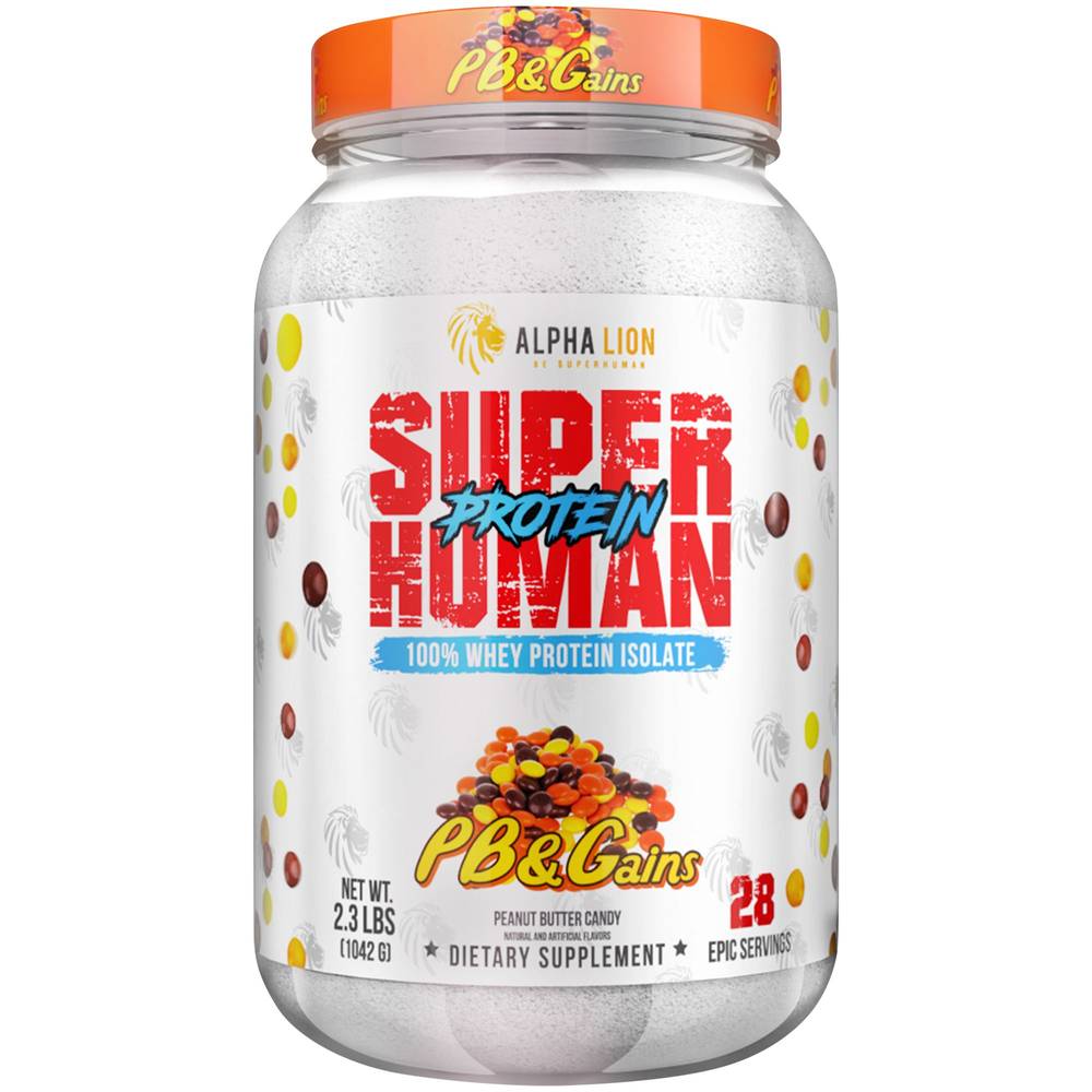 ALPHA LION Superhuman Whey Protein Powder, Peanut Butter Candy-Pb & Gains (2.03 lbs)